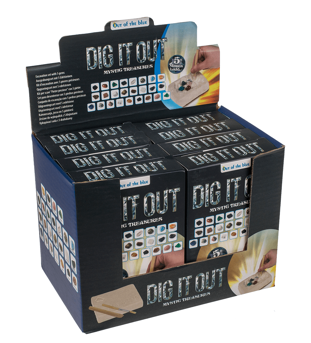 Excavation set with 5 gems,