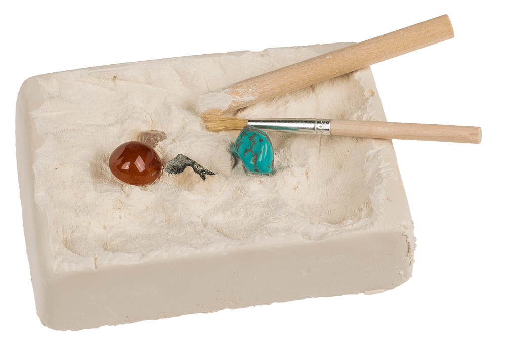 Excavation set with 5 gems,