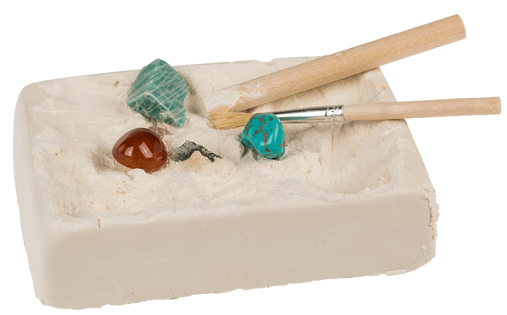 Excavation set with 5 gems,