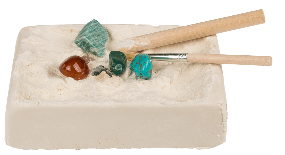 Excavation set with 5 gems,