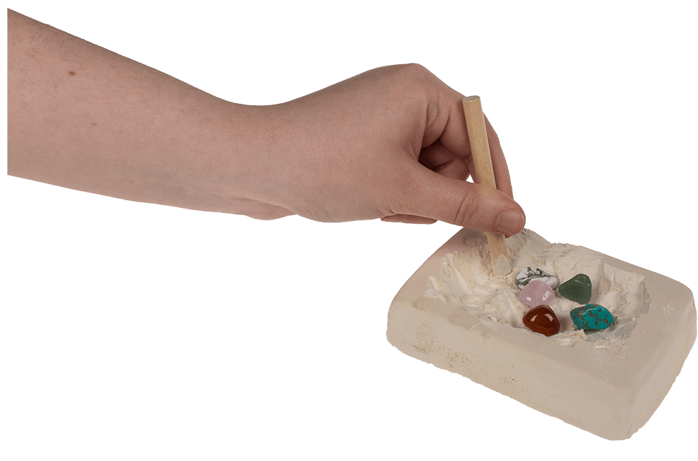 Excavation set with 5 gems,