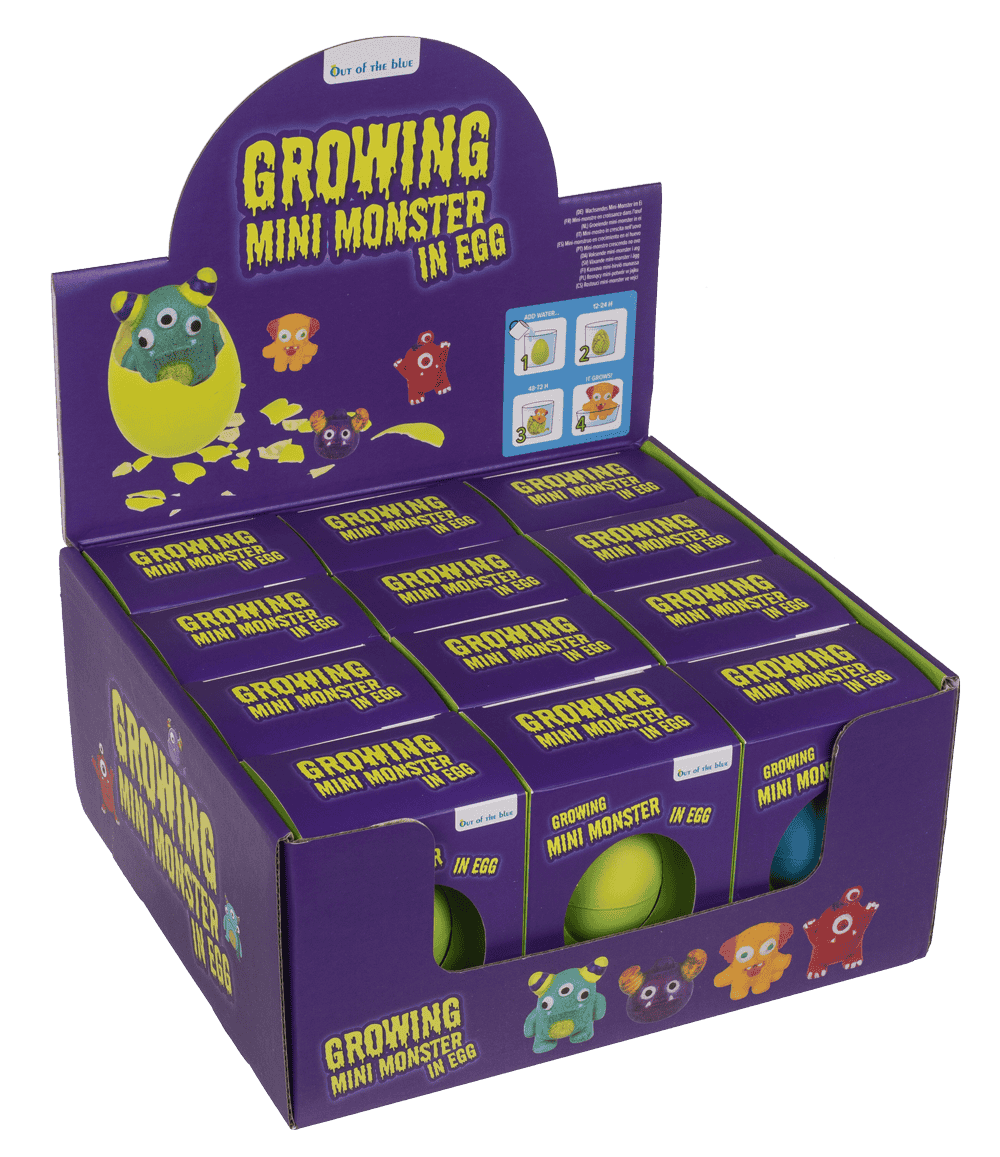 Growing mini monster in egg, 6,5 cm,