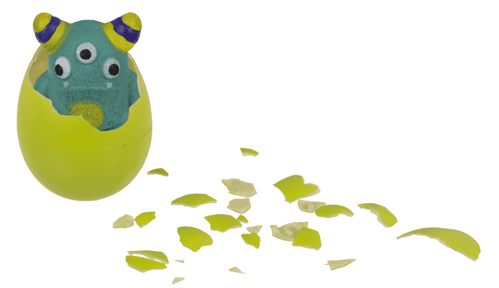 Growing mini monster in egg, 6,5 cm,