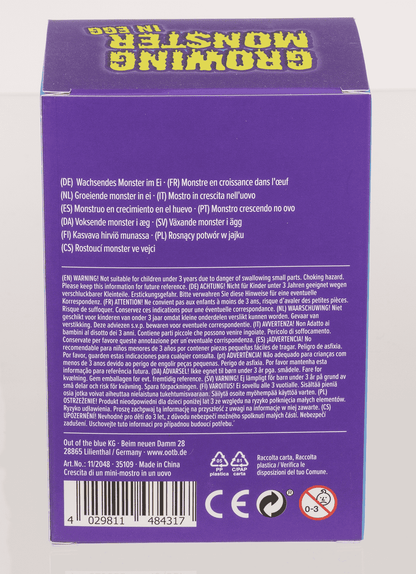 Growing monster in egg, 11 cm,