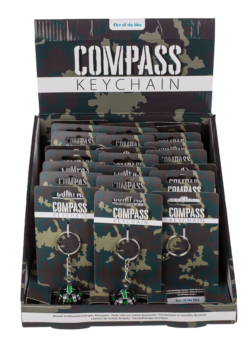 Metal key chain, compass,