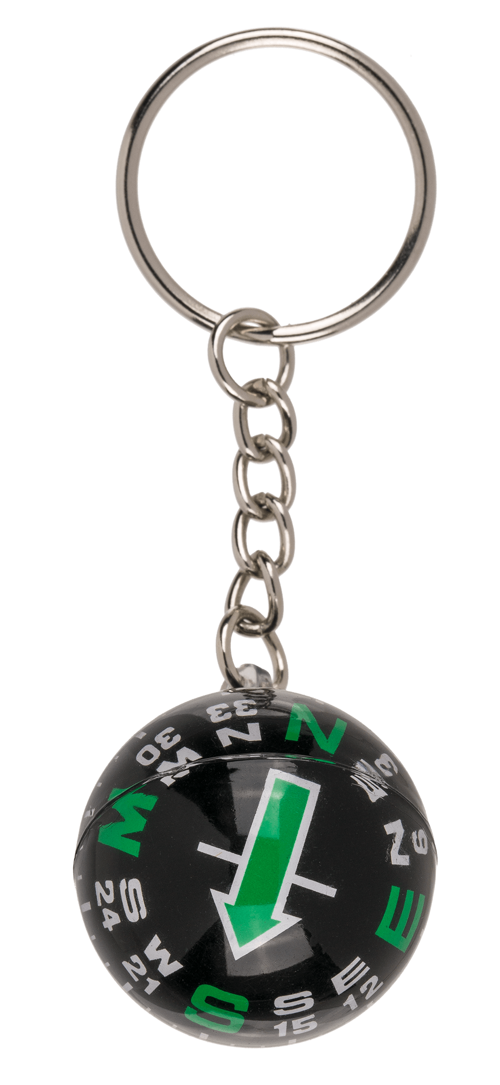 Metal key chain, compass,