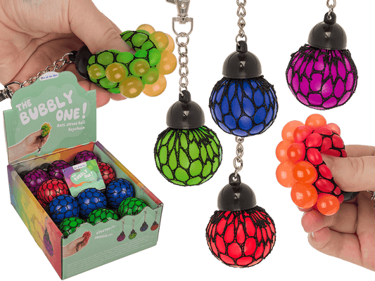 Metal keychain, Squeeze ball in net,