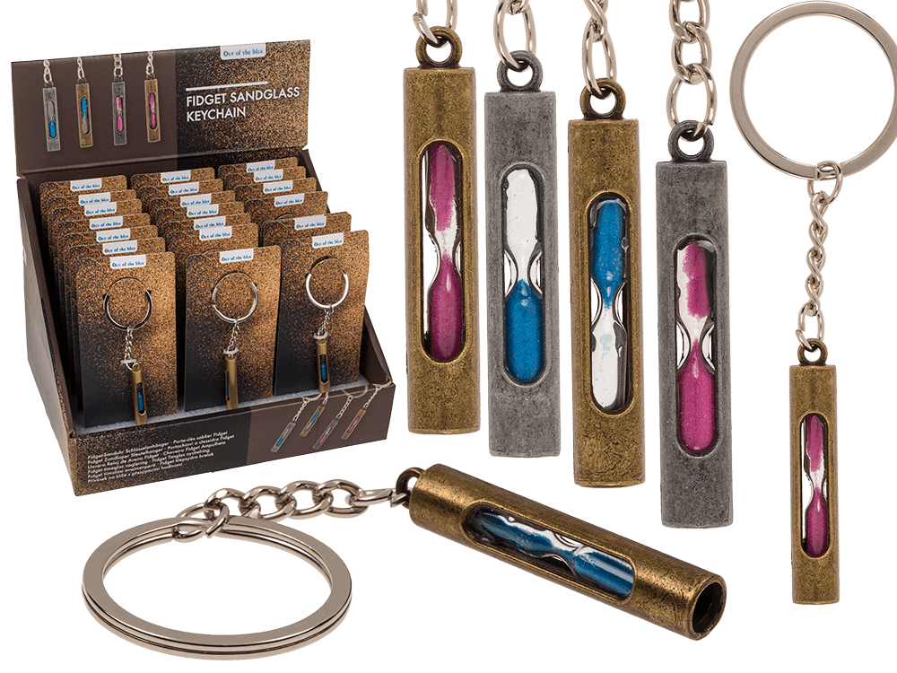 Metal keychain, Fidget Sandglass,