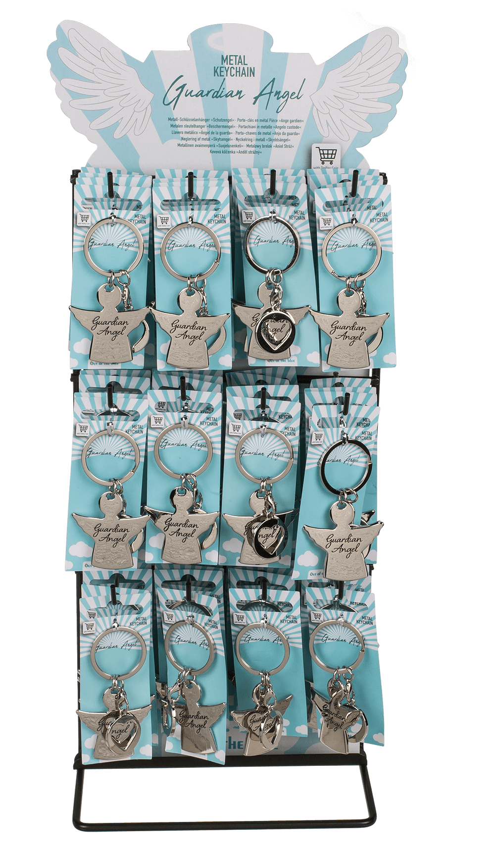 Metal key chain with trolley coin,