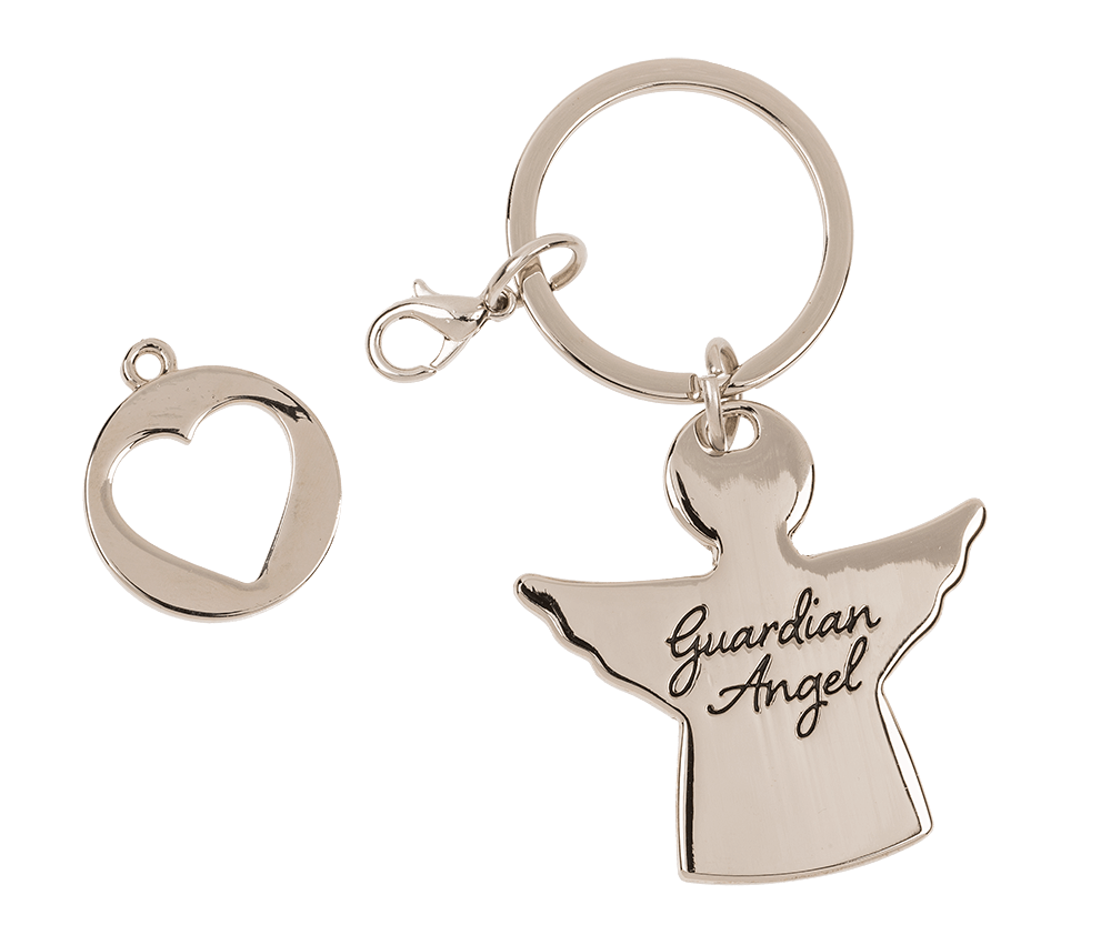 Metal key chain with trolley coin,