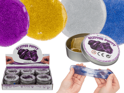 Glitter putty in tin,