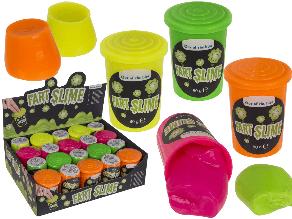 Noisy slime in plastic tin,