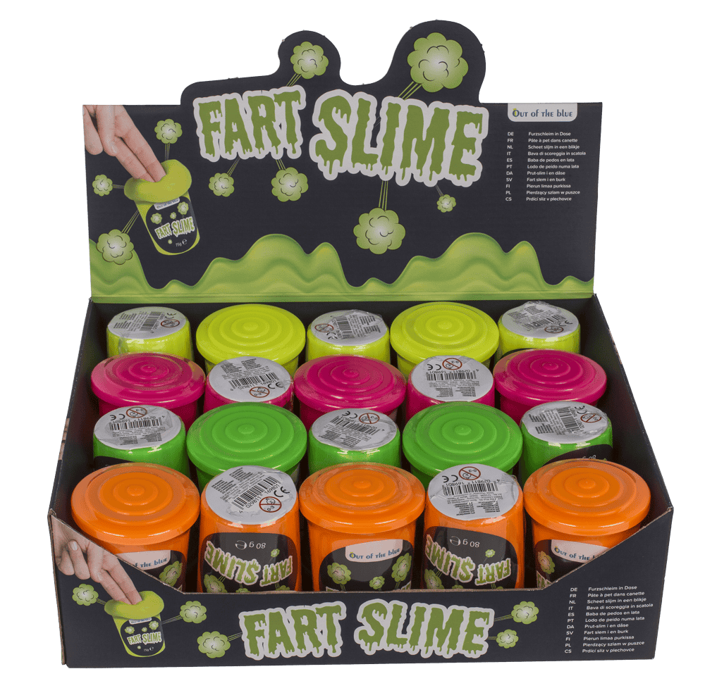 Noisy slime in plastic tin,