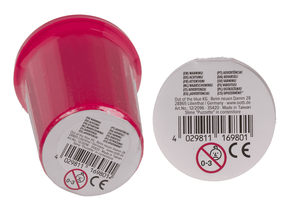 Noisy slime in plastic tin,