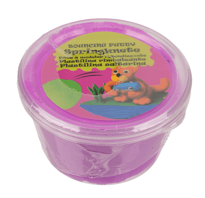 Bouncing putty in plastic tin,