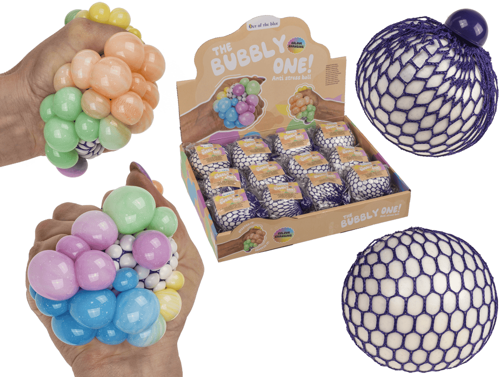 Squeeze ball in net, Rainbow,