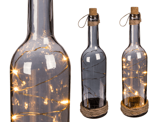 Smoked glass bottle with 10 warm white LED,