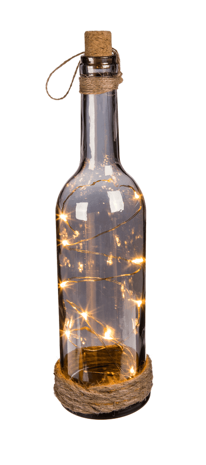 Smoked glass bottle with 10 warm white LED,