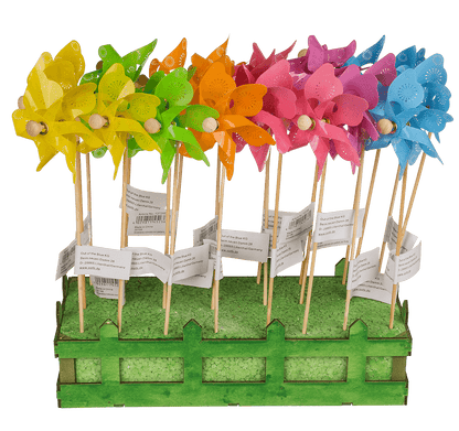 Coloured windmill with stamped samples,