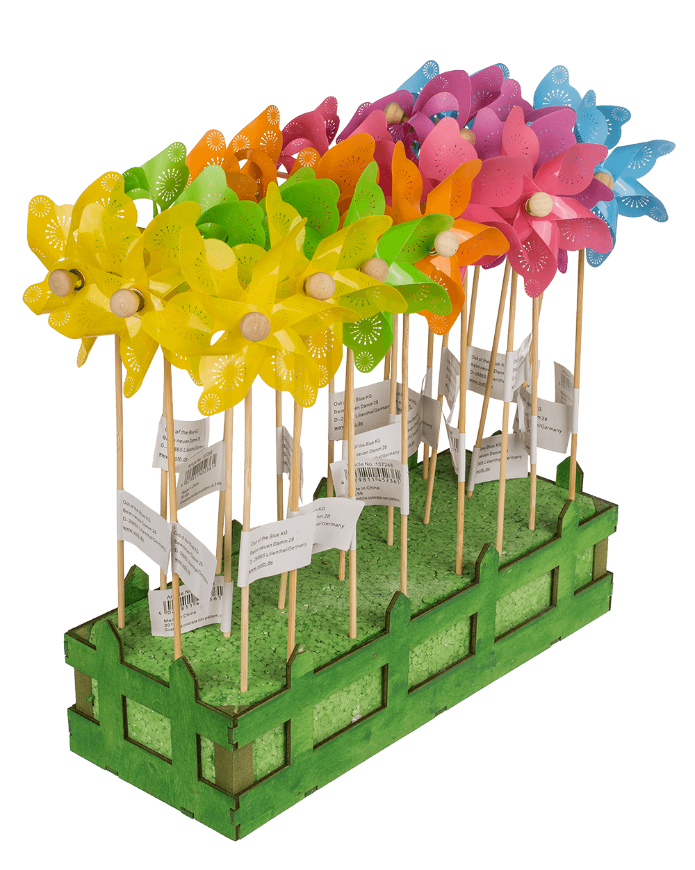 Coloured windmill with stamped samples,