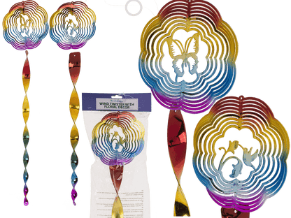 Wind twister, with floral decor, ca. 15 x 65 cm,