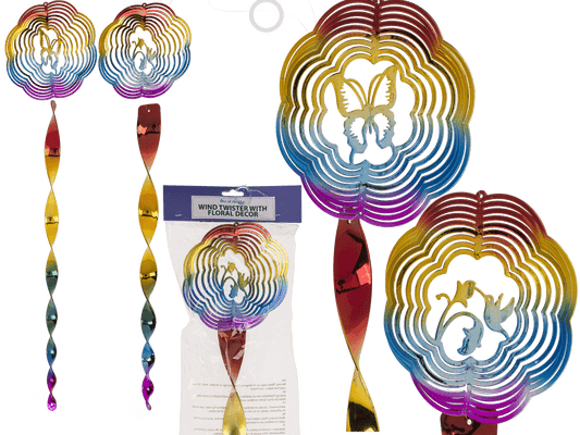 Wind twister, with floral decor, ca. 15 x 65 cm,