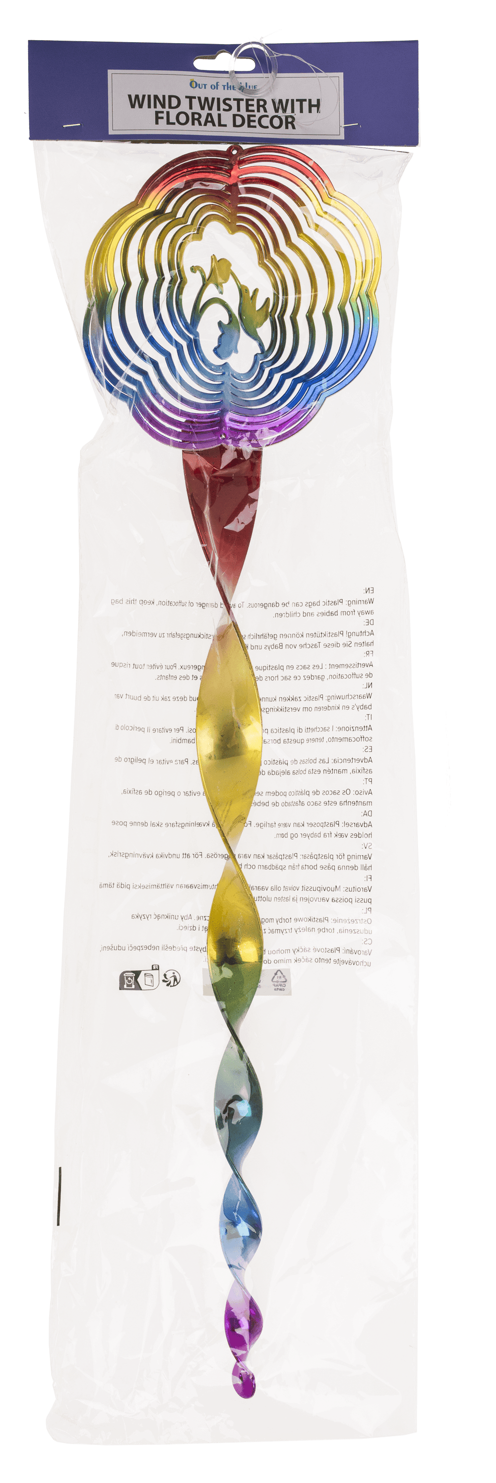 Wind twister, with floral decor, ca. 15 x 65 cm,