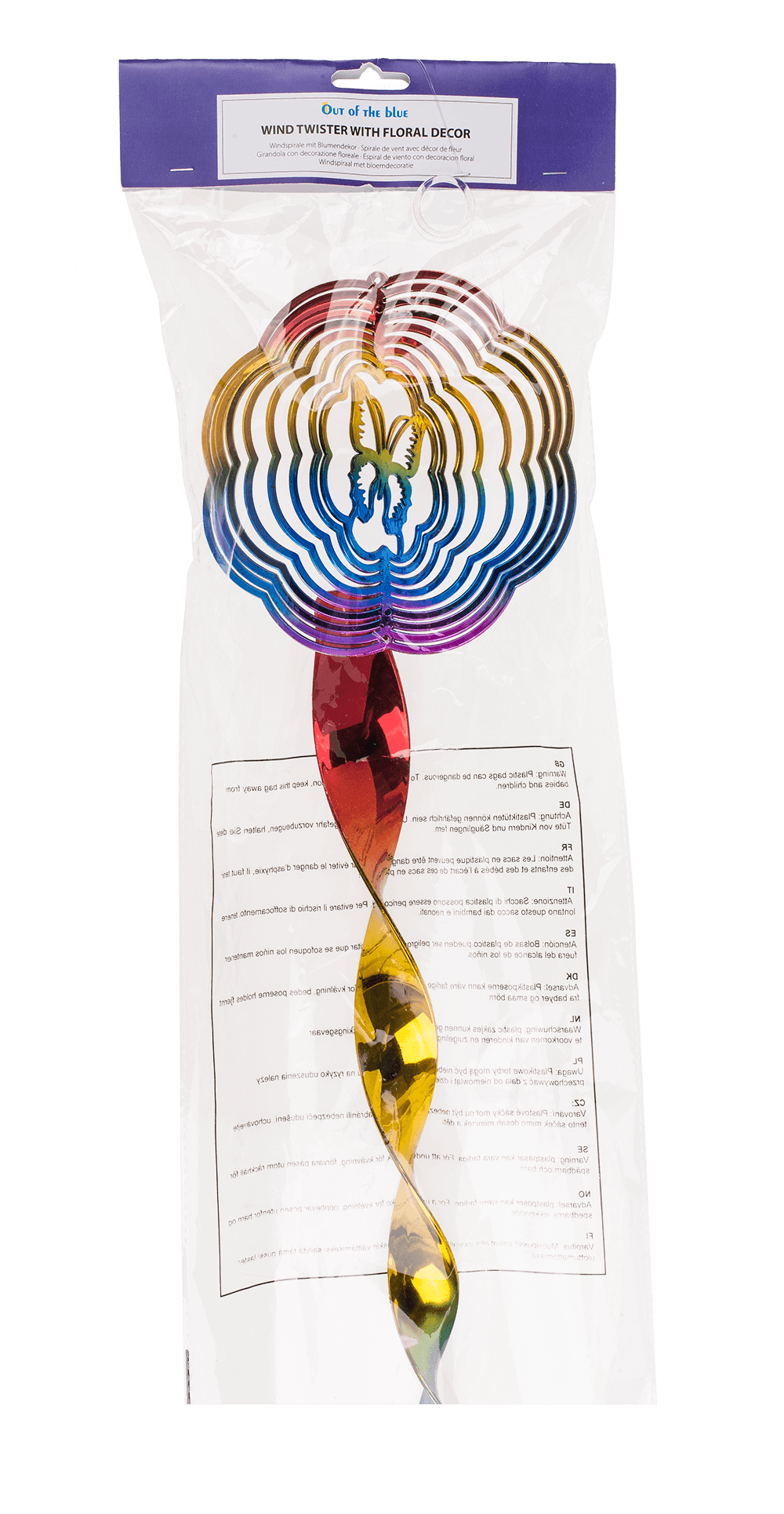 Wind twister, with floral decor, ca. 15 x 65 cm,