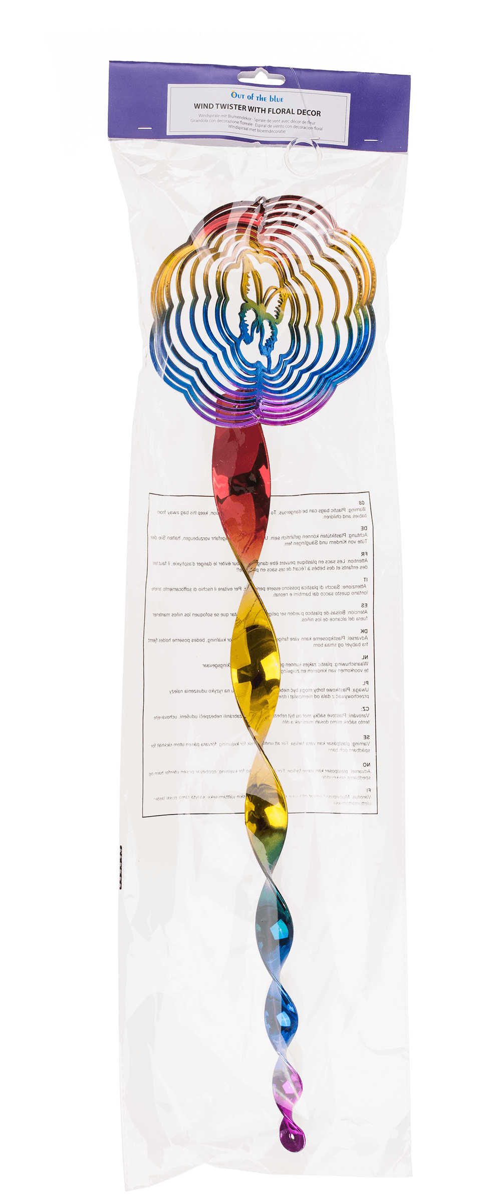 Wind twister, with floral decor, ca. 15 x 65 cm,