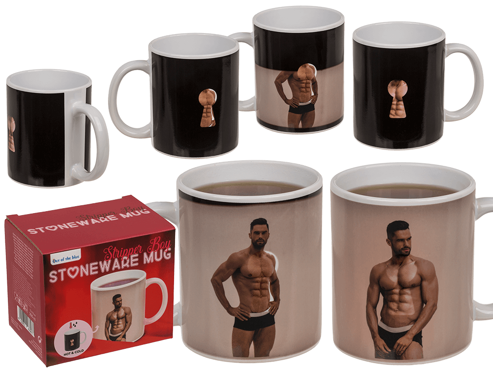 Stoneware Mug, Stripper Boy, with thermal effect,