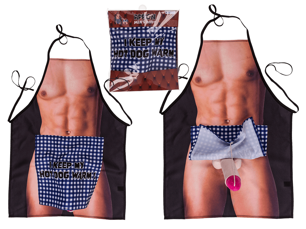 Kitchen apron, Men body with plush penis,