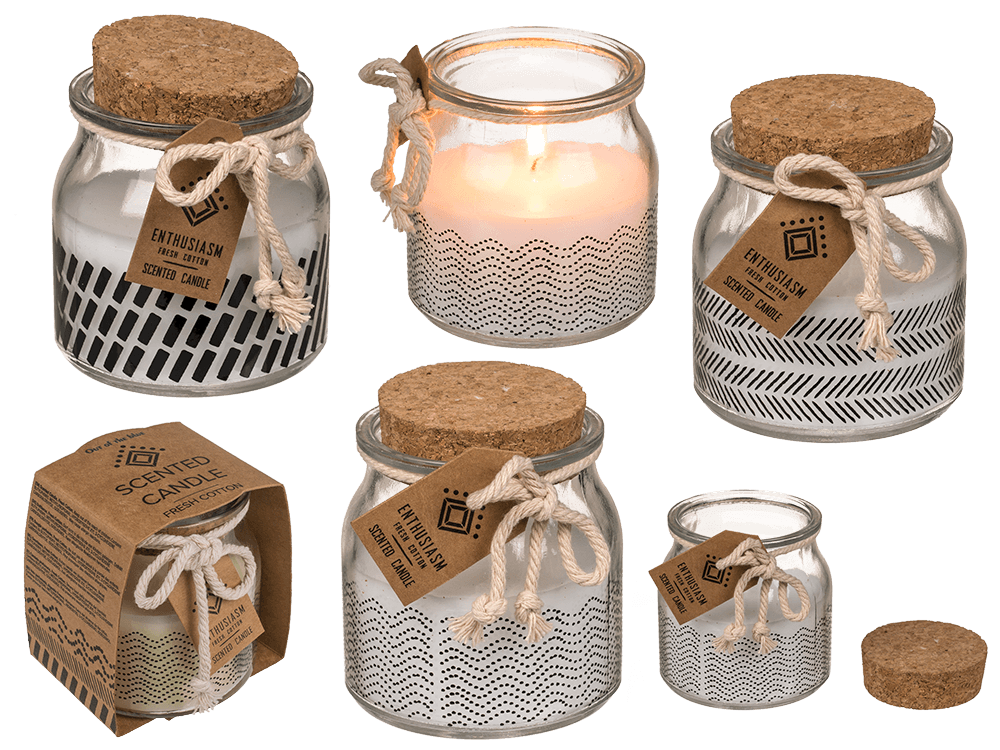 Scented candle (fresh cotton) in glass,