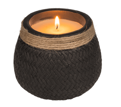 Candle in cement pot with jute decoration,