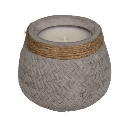 Candle in cement pot with jute decoration,