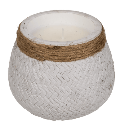 Candle in cement pot with jute decoration,