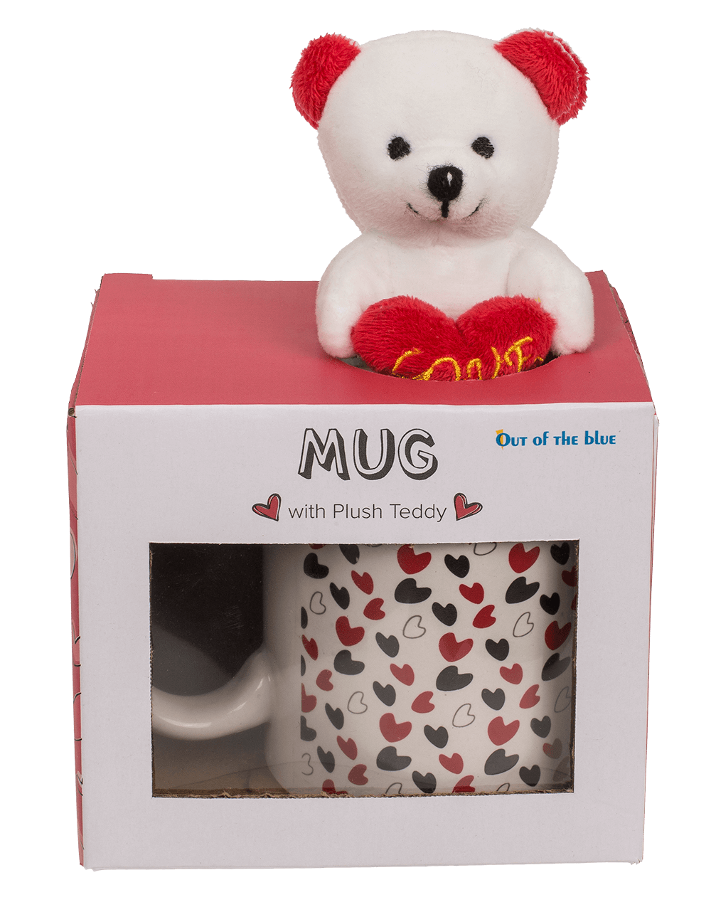 White mug, with little hearts,