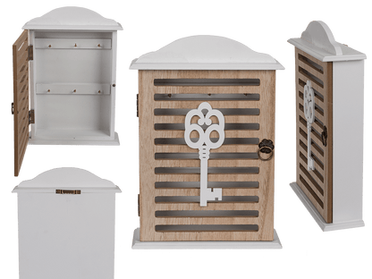 White wooden key box,