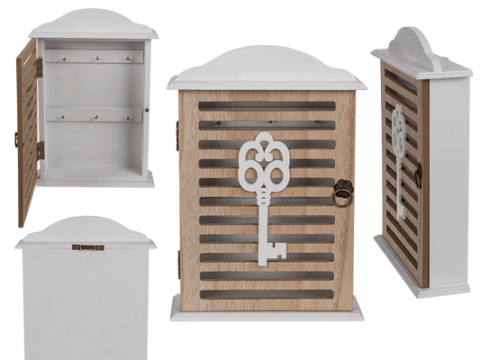 White wooden key box,