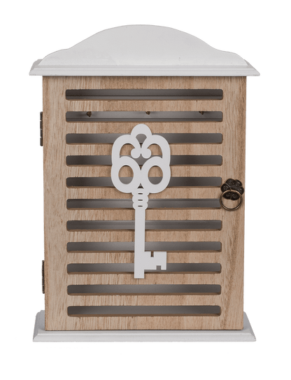 White wooden key box,