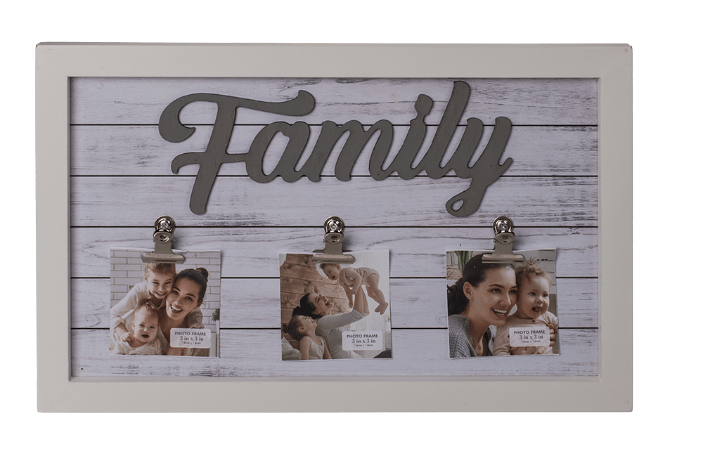 White coloured wooden frame, Family,