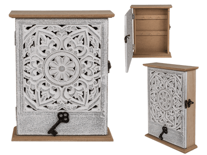 Key holder box, white floral decor,