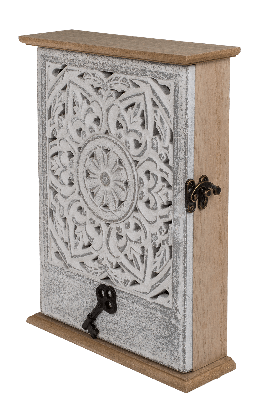 Key holder box, white floral decor,