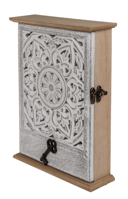 Key holder box, white floral decor,