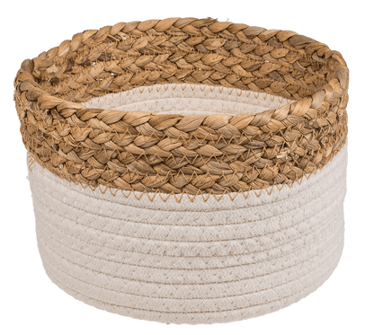 Storage basket with seagrass rim,