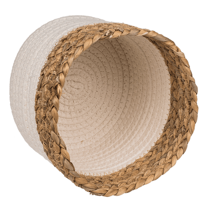 Storage basket with seagrass rim,