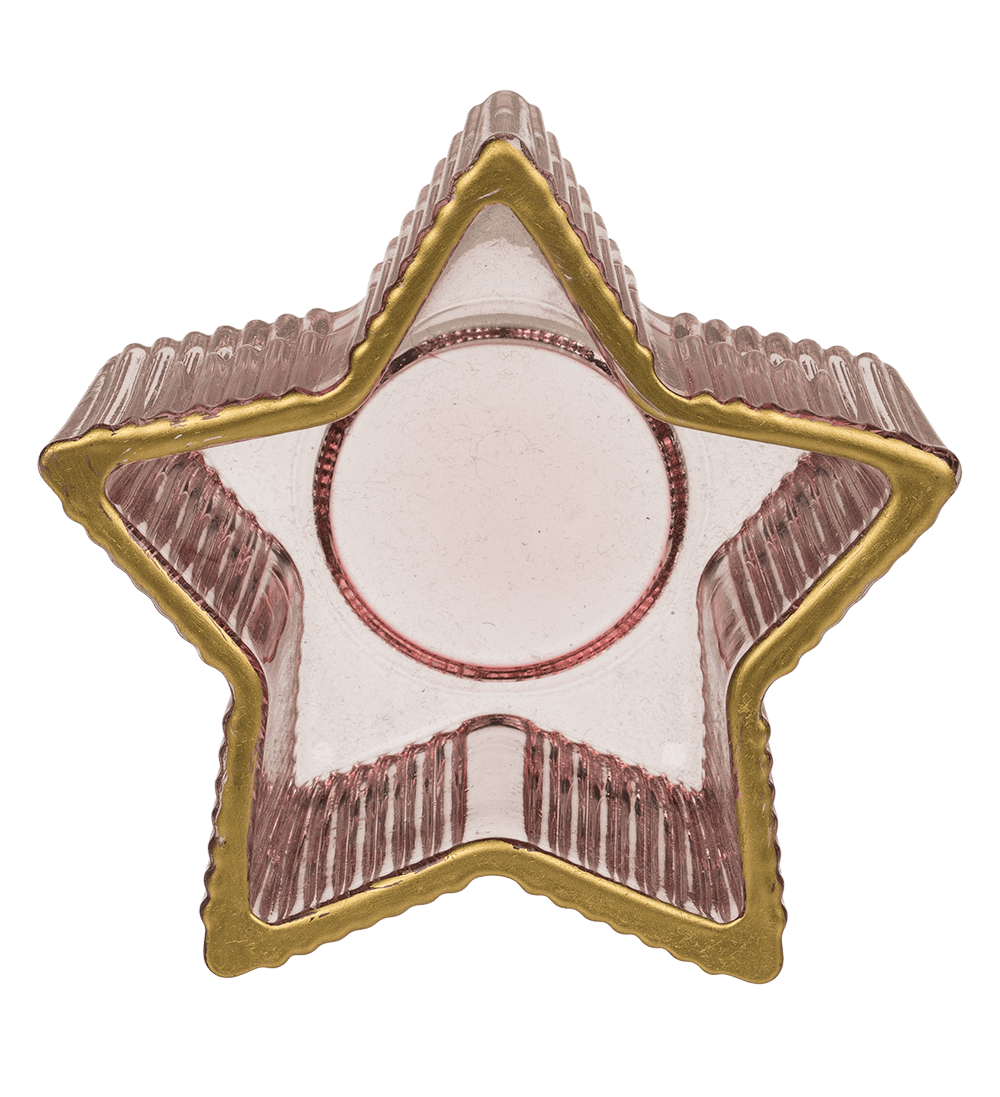 Glass tealight holder, star, 2 colours assorted,