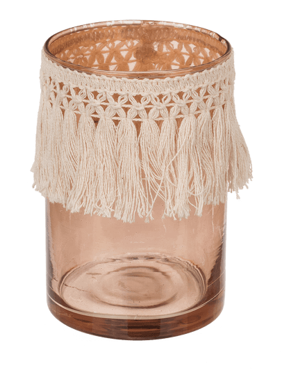 Glass tealight holder, Boho Style,