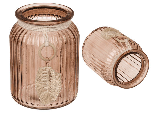 Ribbed glass vase, Boho Style,