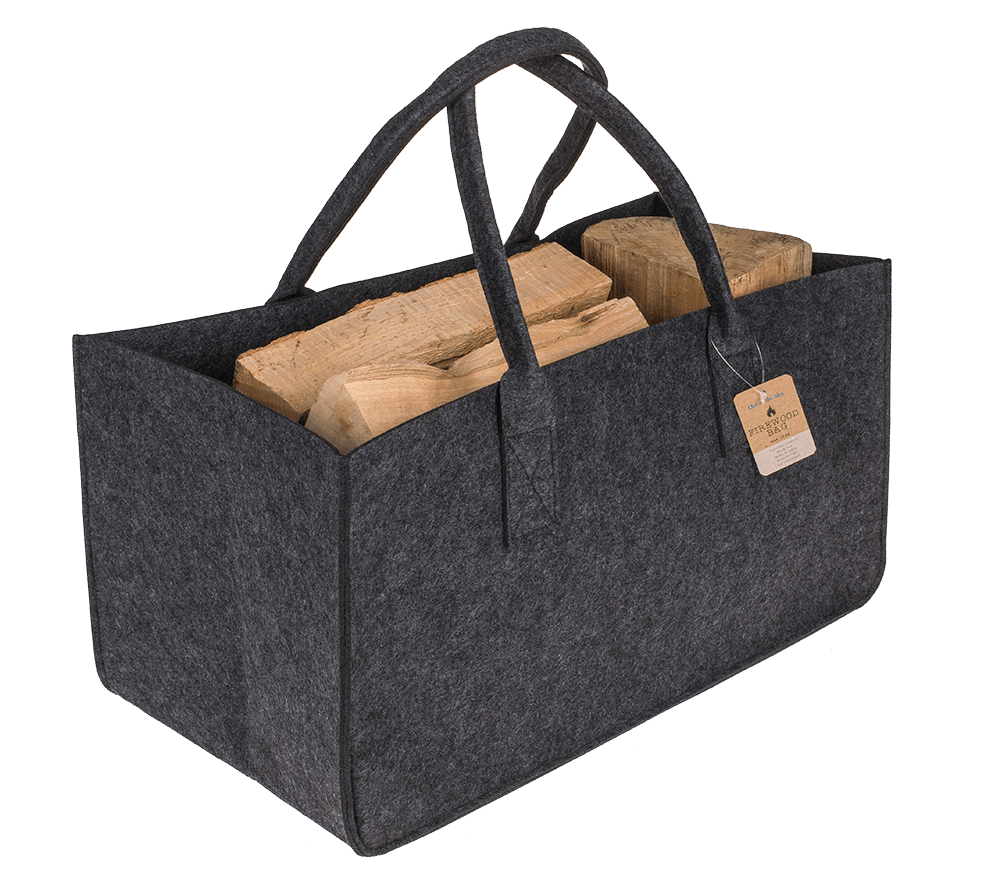 Grey felt bag for wood,