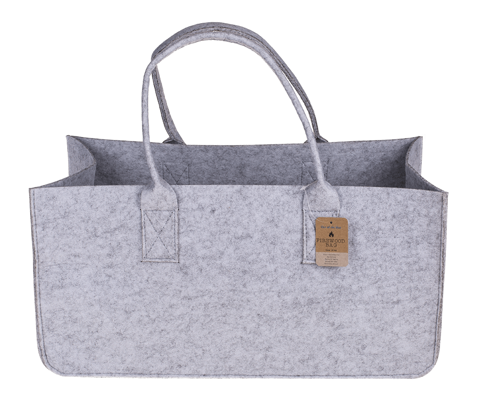 Grey felt bag for wood,